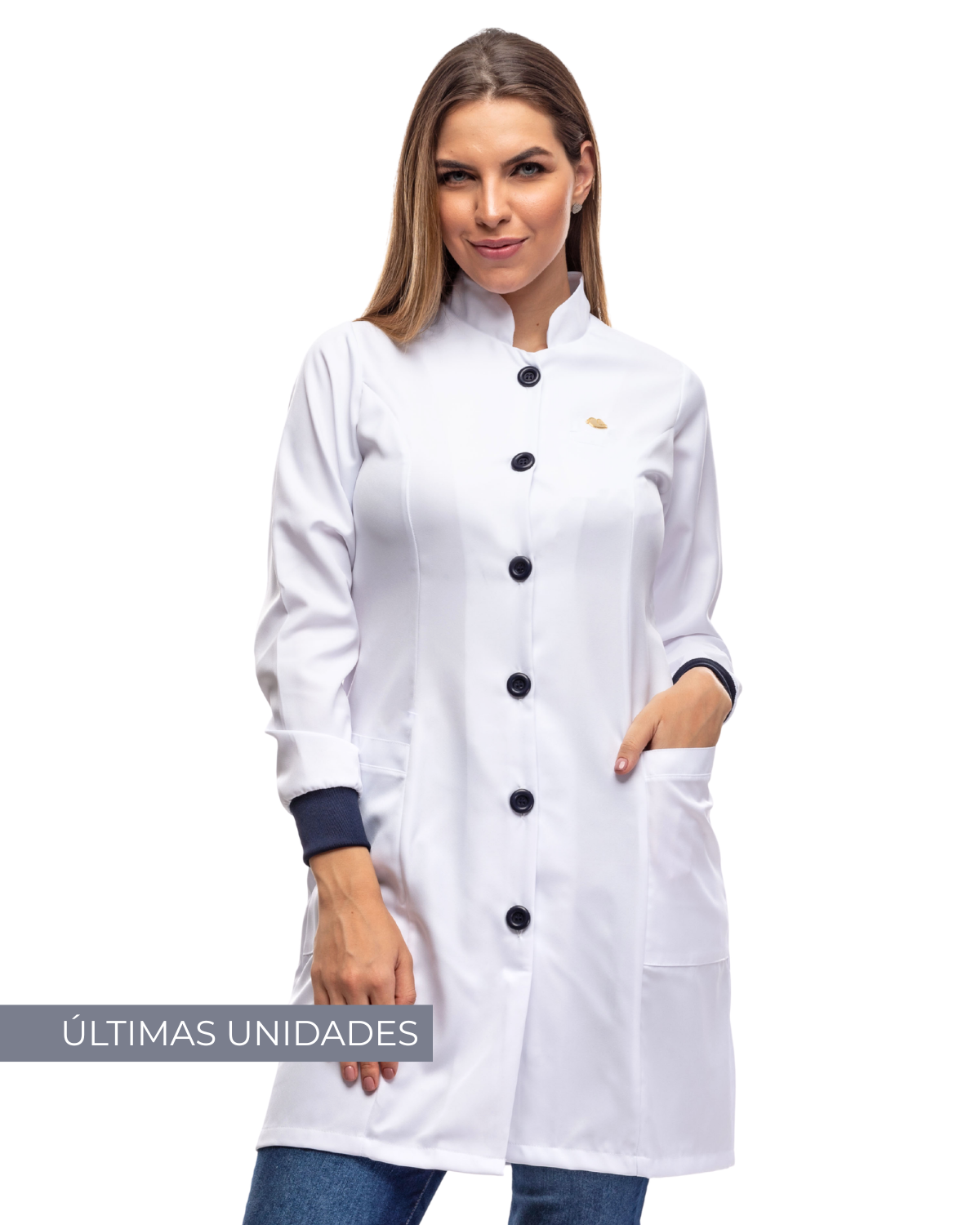 Jaleco Feminino Petit Branco com Marinho