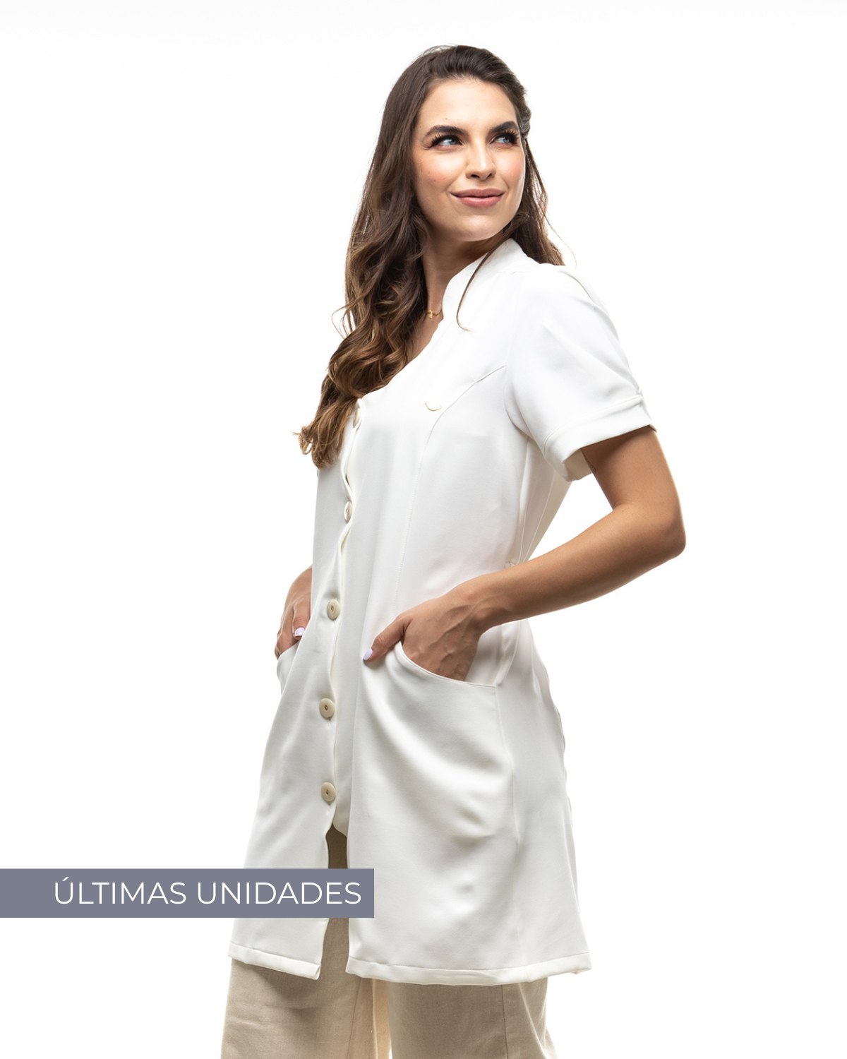 Jaleco Feminino Diana Manga Curta Branco