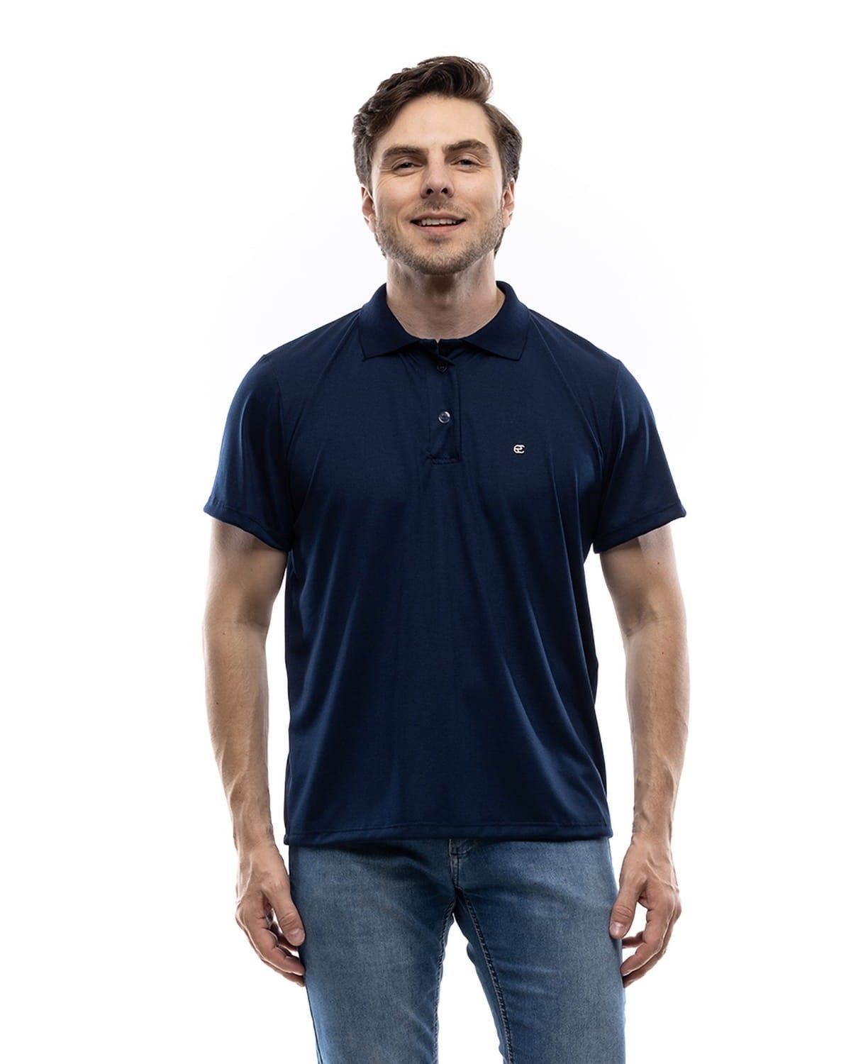 Camiseta Pólo Masculina Sem Punho Marinho