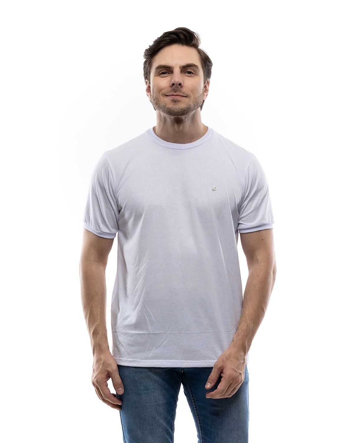 Camiseta Masculina Com Punho Branco