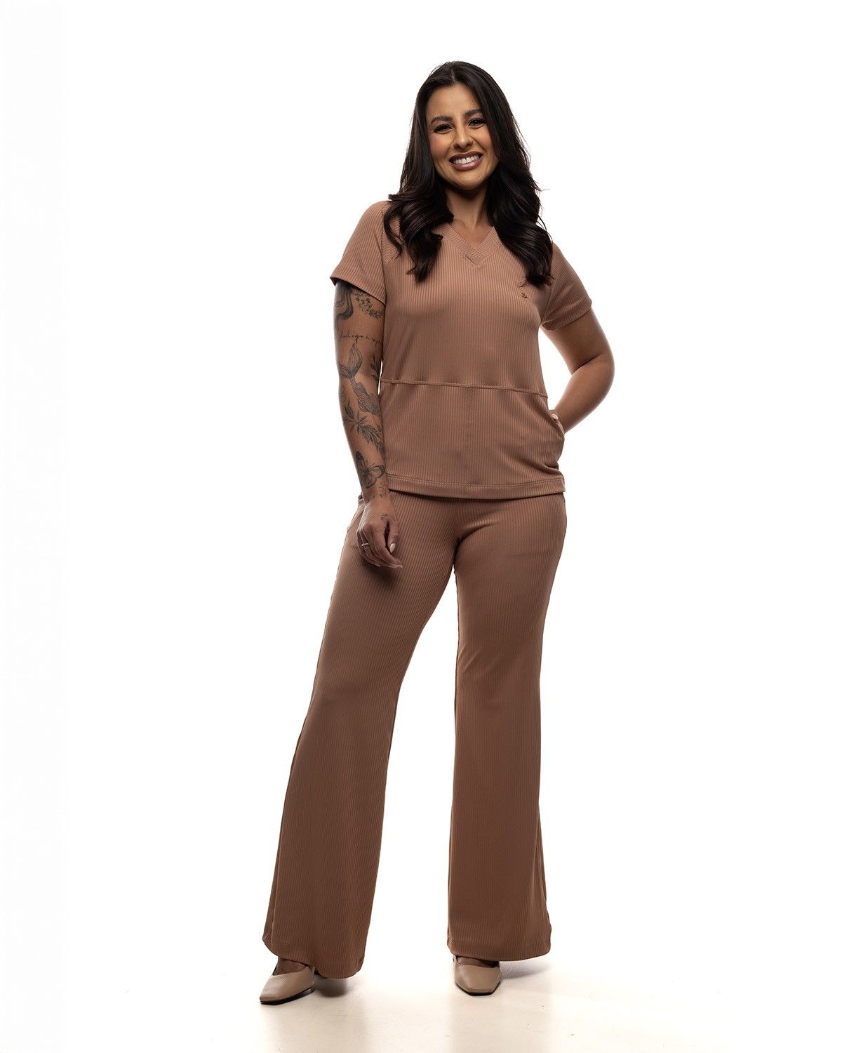 Scrub Pijama Cirúrgico Feminino Amy Mocha Mousse