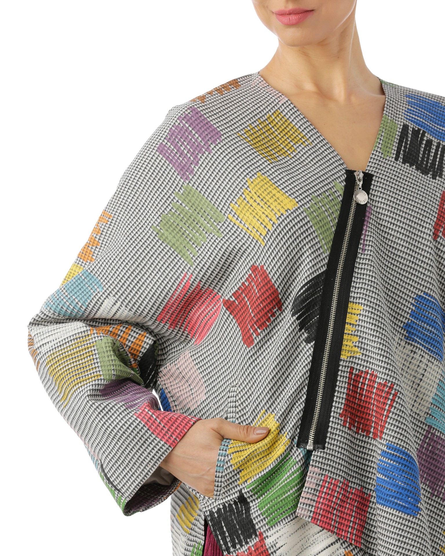casaco/ blusa retângulo estampa manual colorido