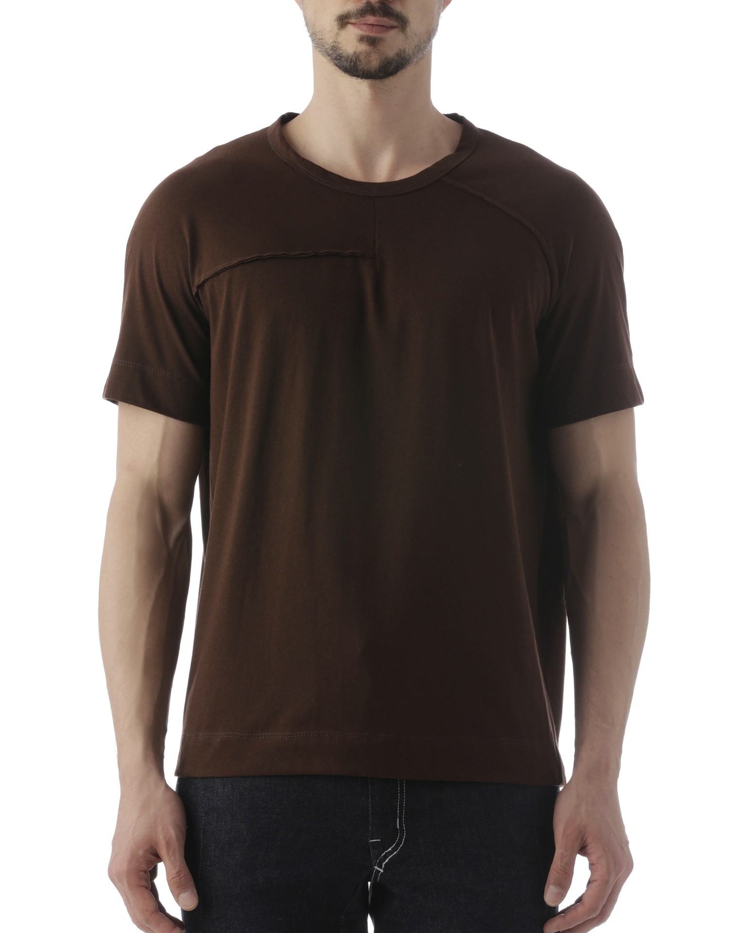 camiseta decote raglan Nando marrom