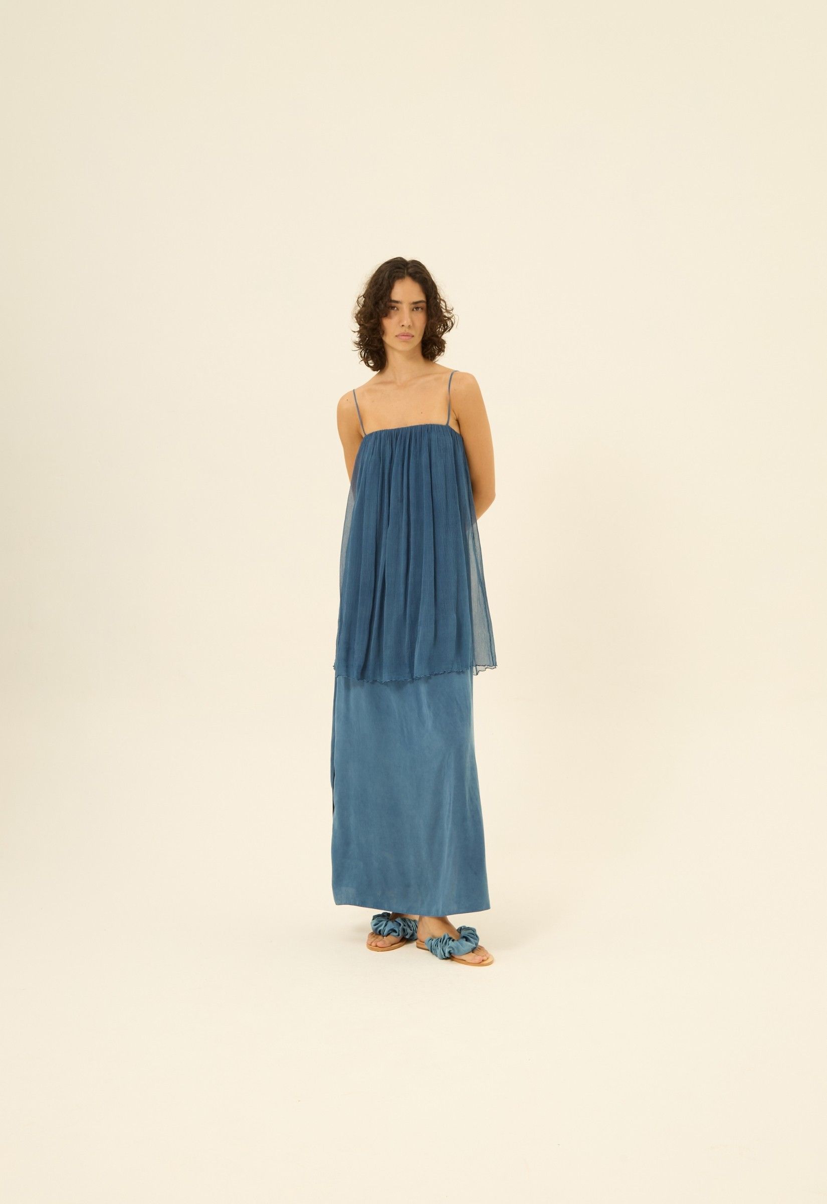 Foto do produto Vestido Seda Paloma Índigo 
