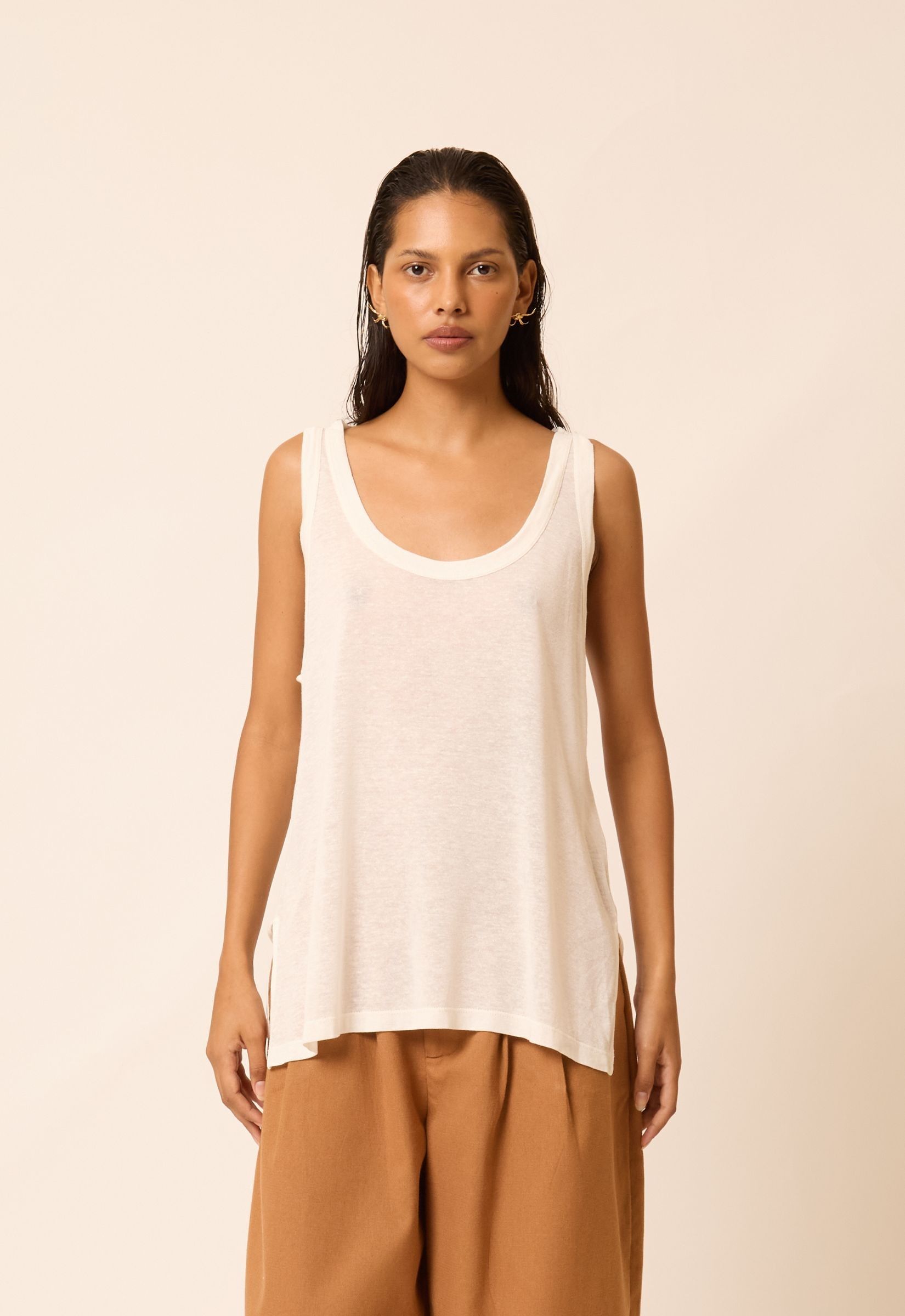 Foto do produto Regata Modal Helo Linho Off White