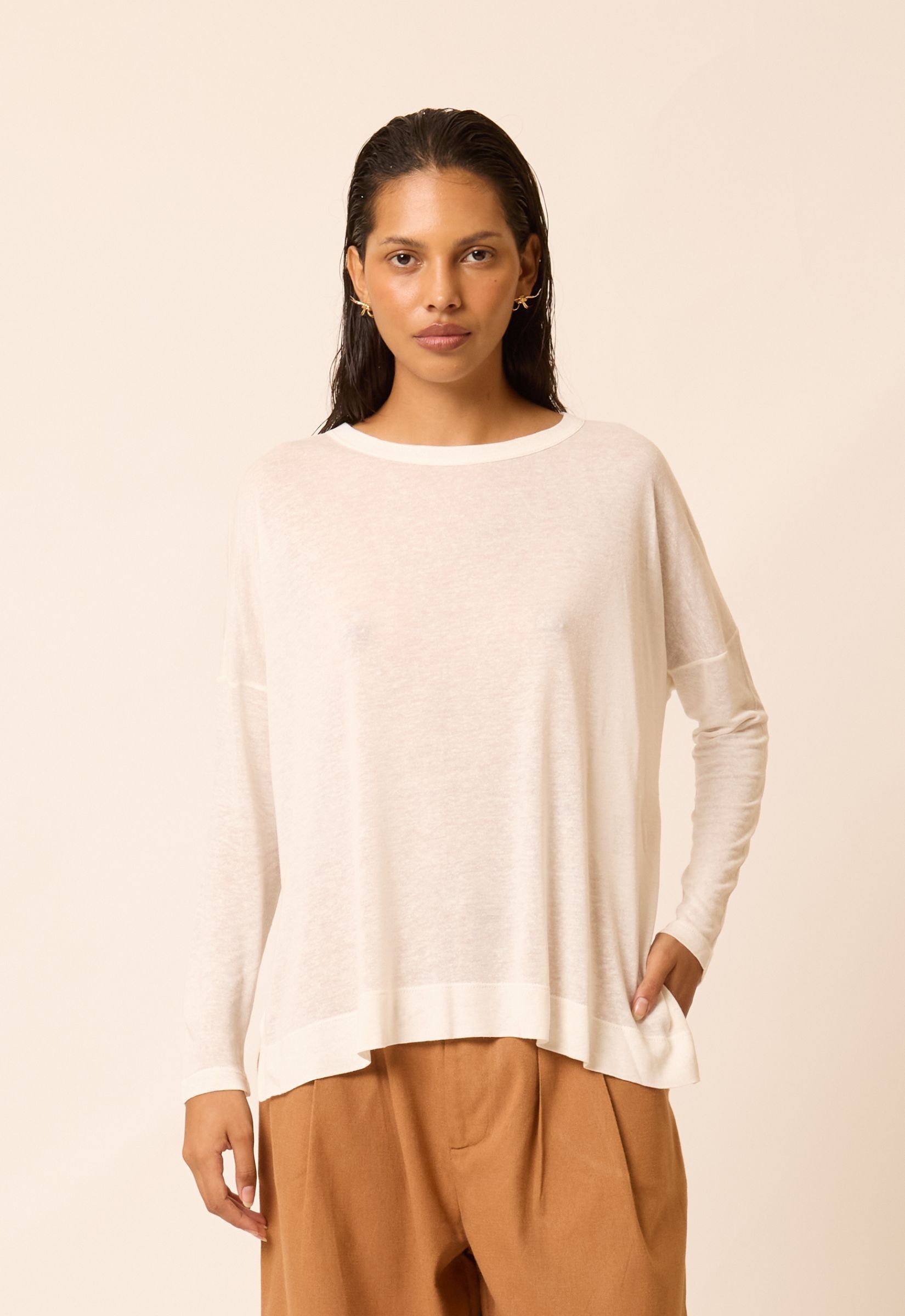 Foto do produto Blusa Modal  Helo Linho Off White