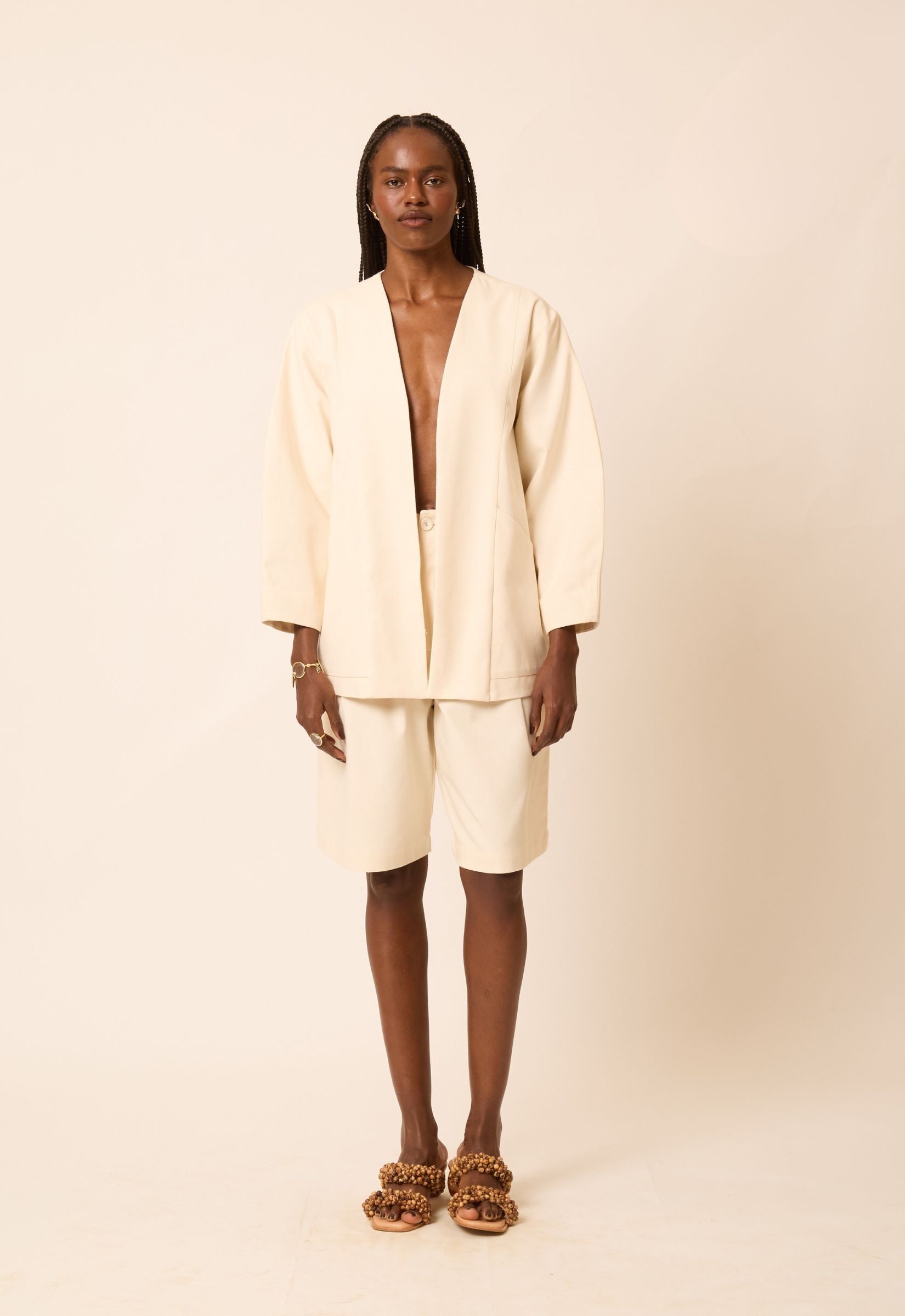 Foto do produto Bermuda Algodão Orgânico Helena Off White