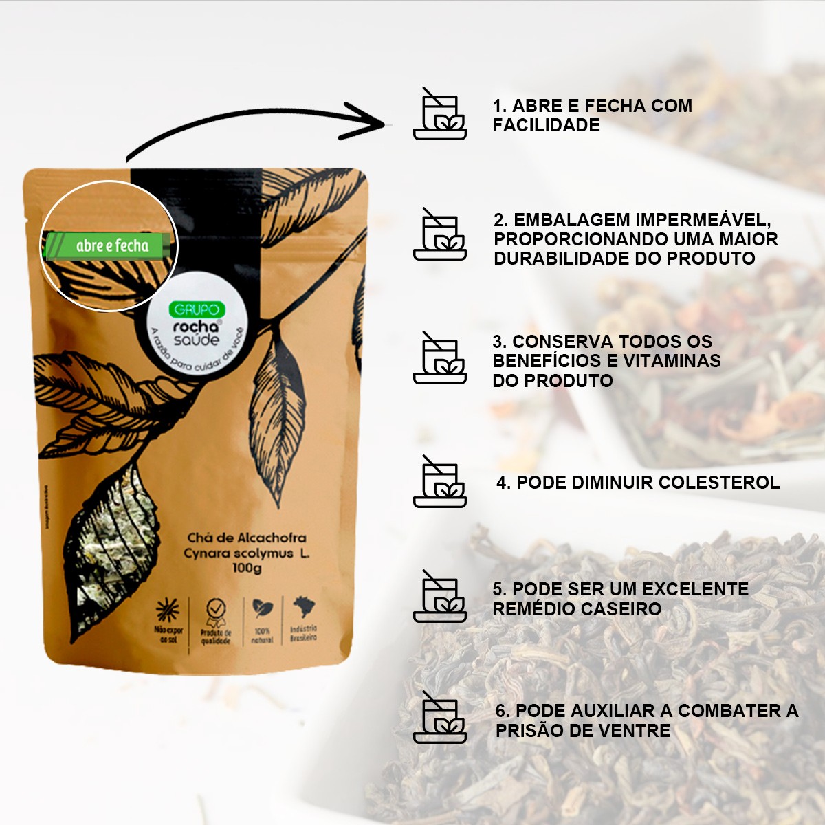 Chá de Alcachofra - Cynara scolymus  L. - 100g