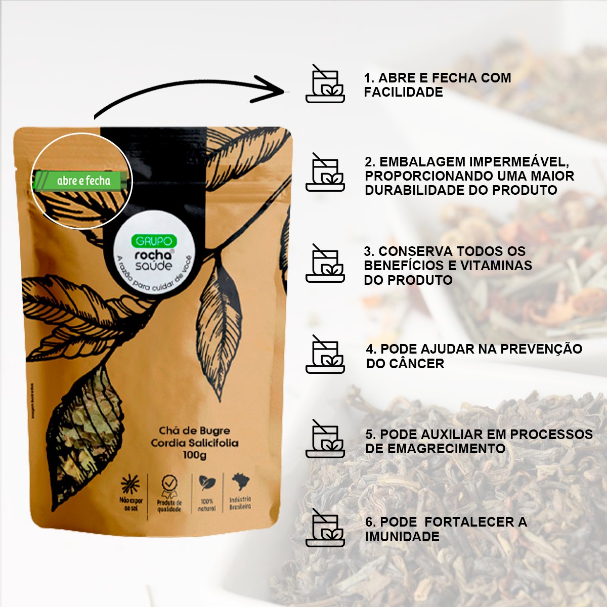 Chá de Bugre - Cordia Salicifolia - 100g