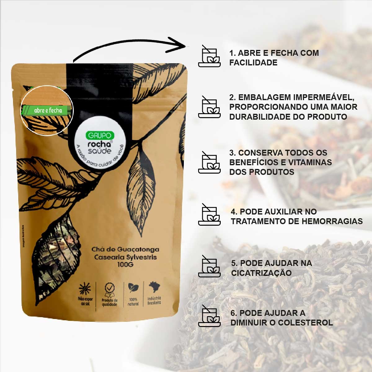 Chá de Guaçatonga - Casearia Sylvestris - 100G