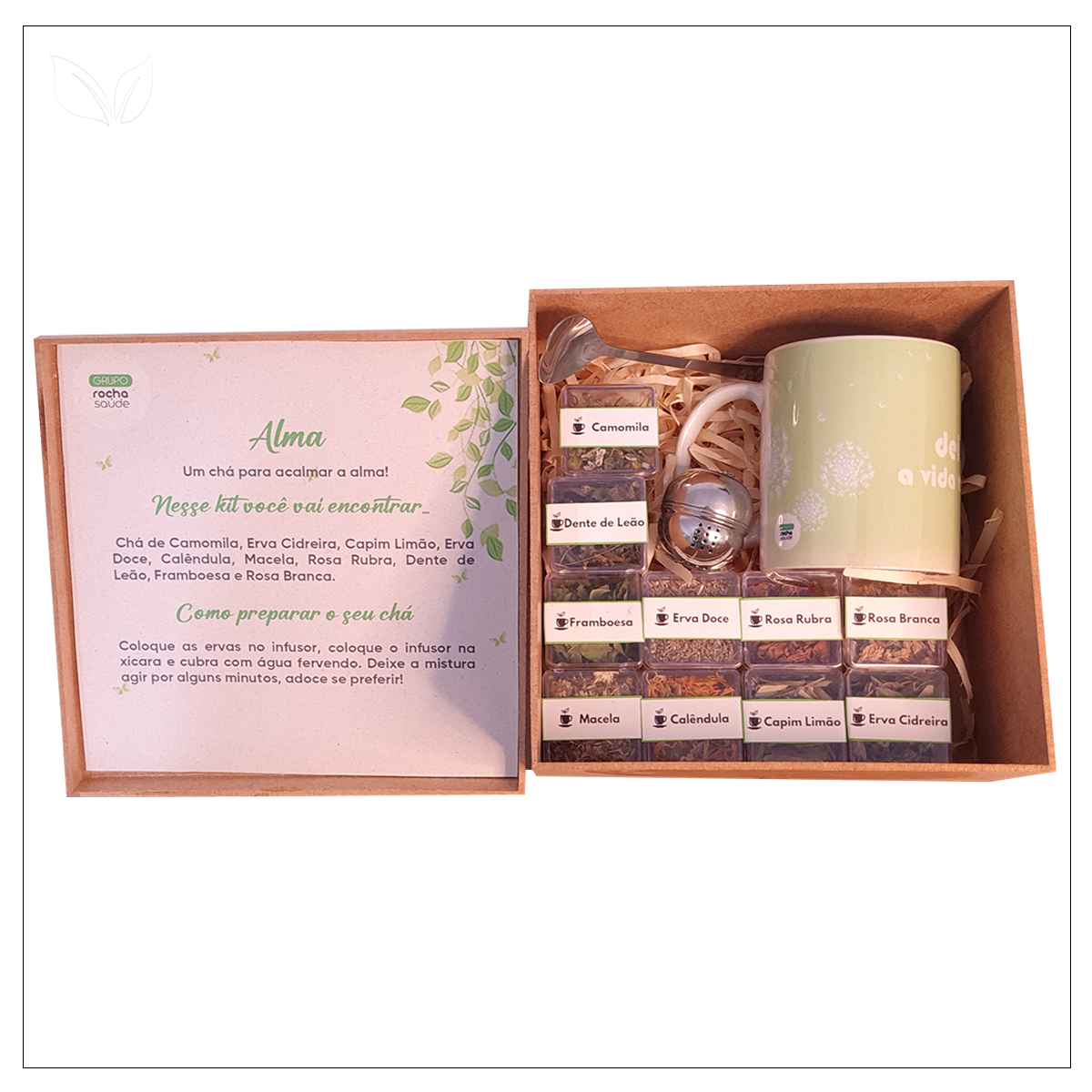 Kit de Chá da Alma com Caneca Personalizada, Colher e Infusor