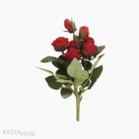 Buquê Galho Mini Rosa Artificial - Vermelho - Kazza Fiori