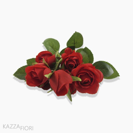 Buquê Galho Mini Rosa Artificial - Vermelho - Kazza Fiori