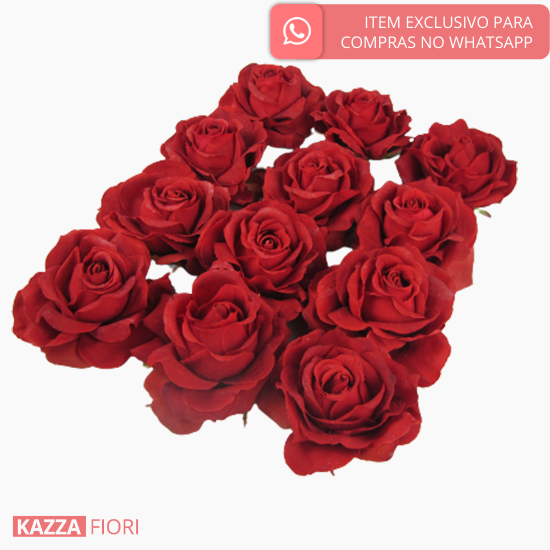 Pacote com 12 botões de Rosas Vermelhas - Kazza Fiori