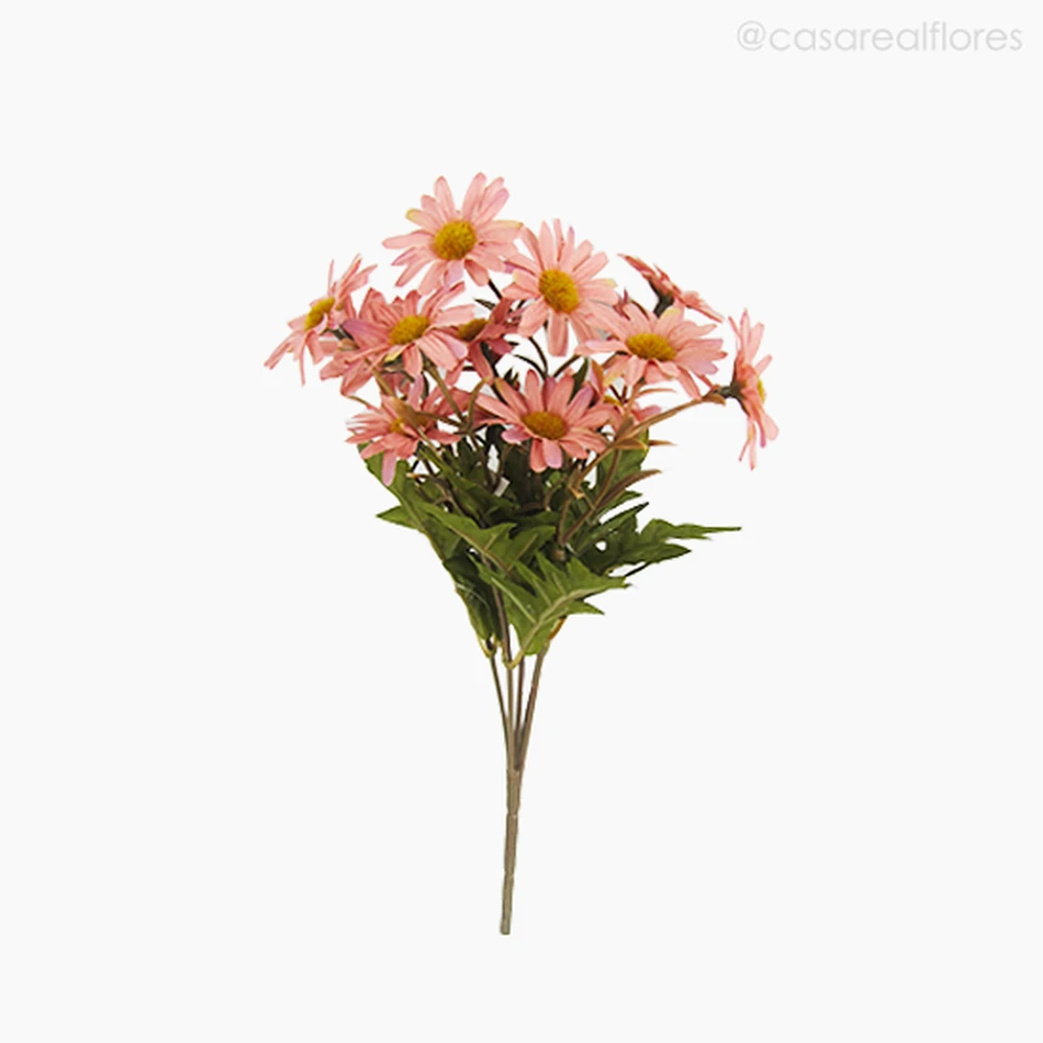 Buquê Margarida X5 com Rafia Artificial - Rosa (11644)