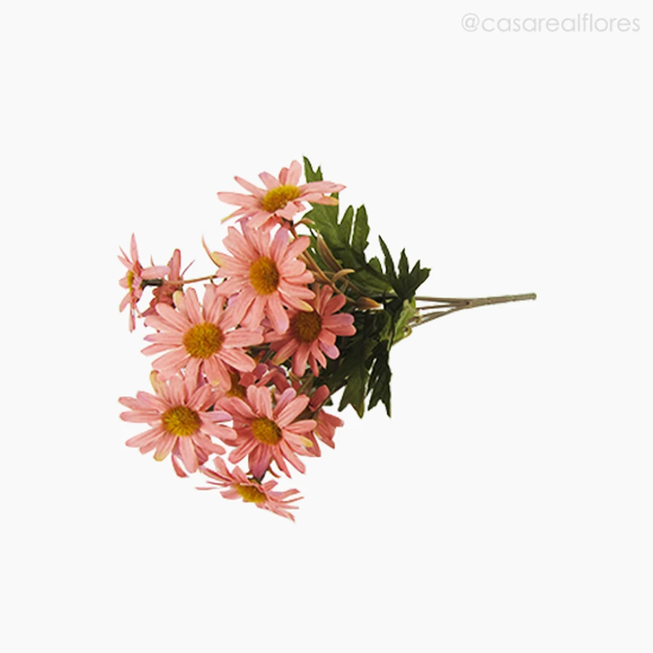 Buquê Margarida X5 com Rafia Artificial - Rosa (11644)
