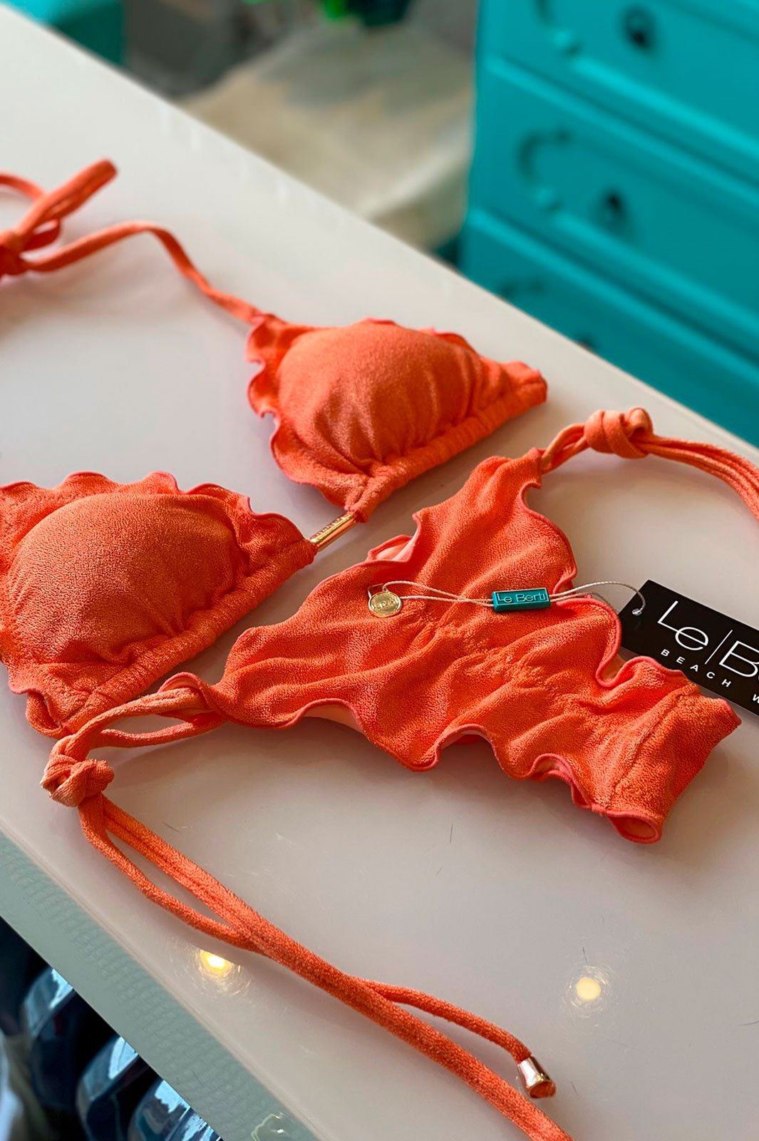 Foto do produto Biquíni CALCINHA Veludo Laço Laranja - Velour | kit-89XUFMAN3