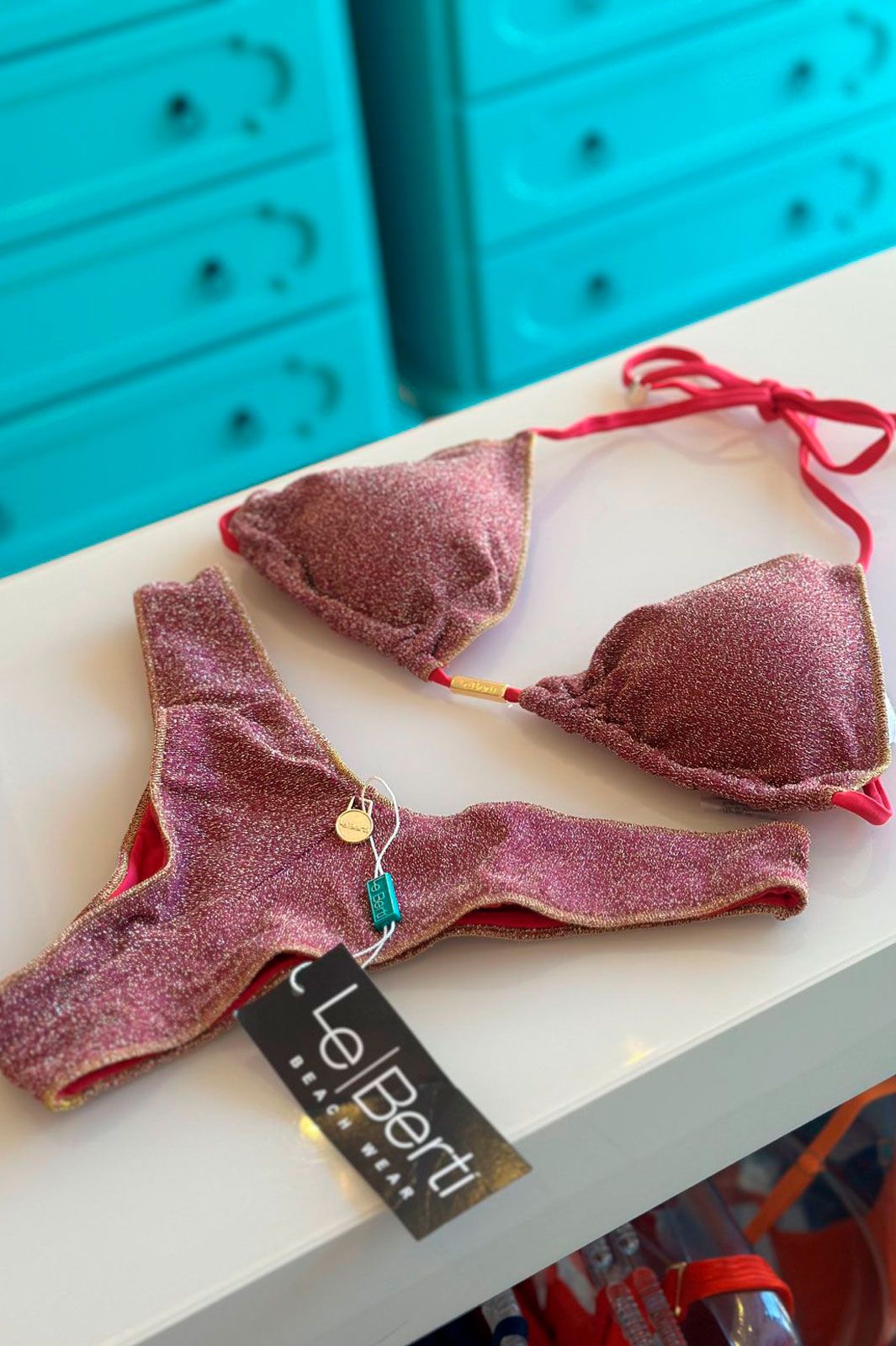Foto do produto Biquíni TOP Lurex Cortininha Rosa - Los Roques BICOLOR (R2) | kit-MMZN7YBUG
