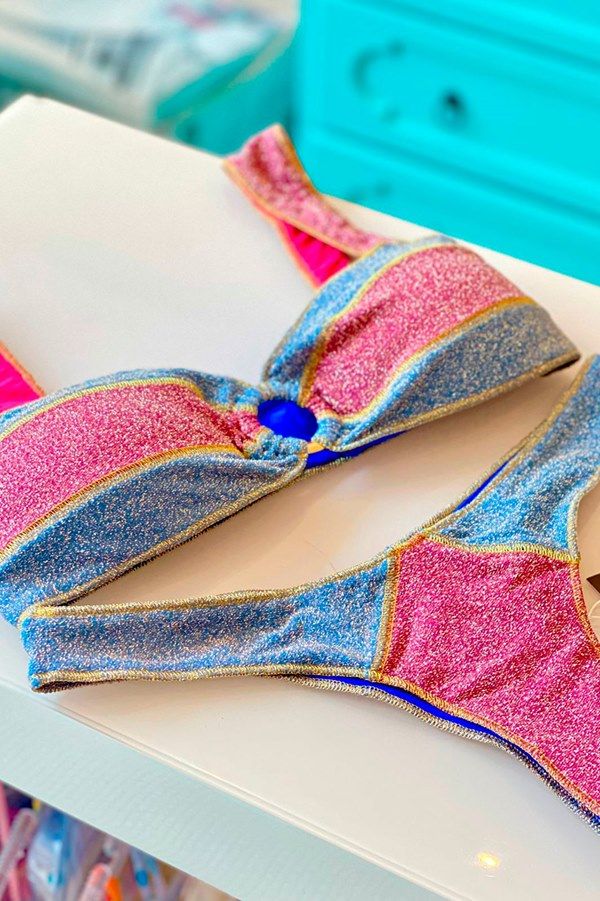 Foto do produto Biquíni Lurex Rosa e Azul - Maldivas