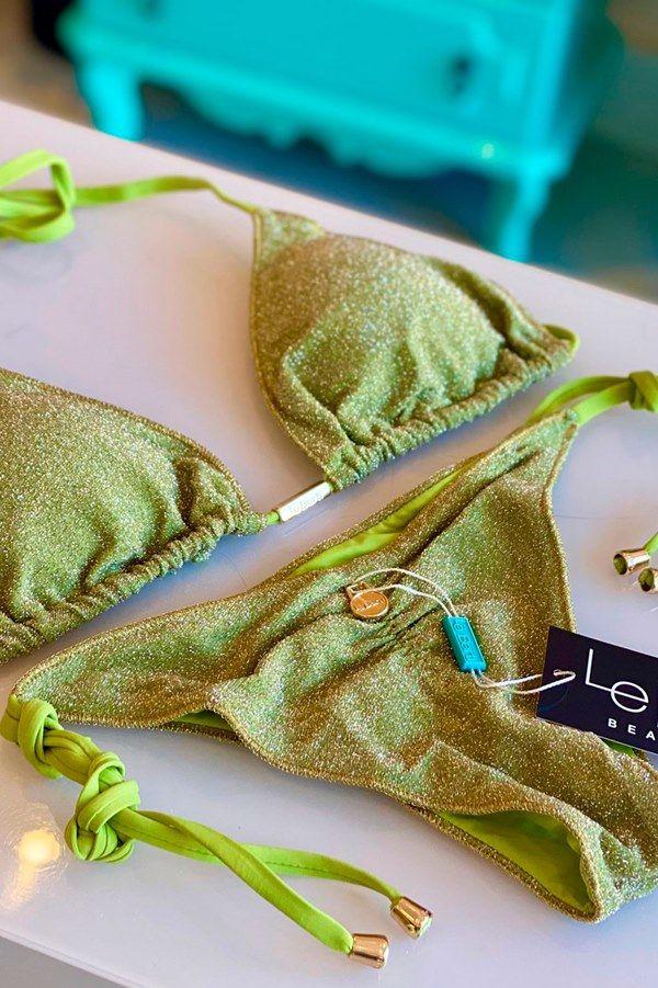Foto do produto Biquíni Lurex Cortininha Laço Verde - Los Roques