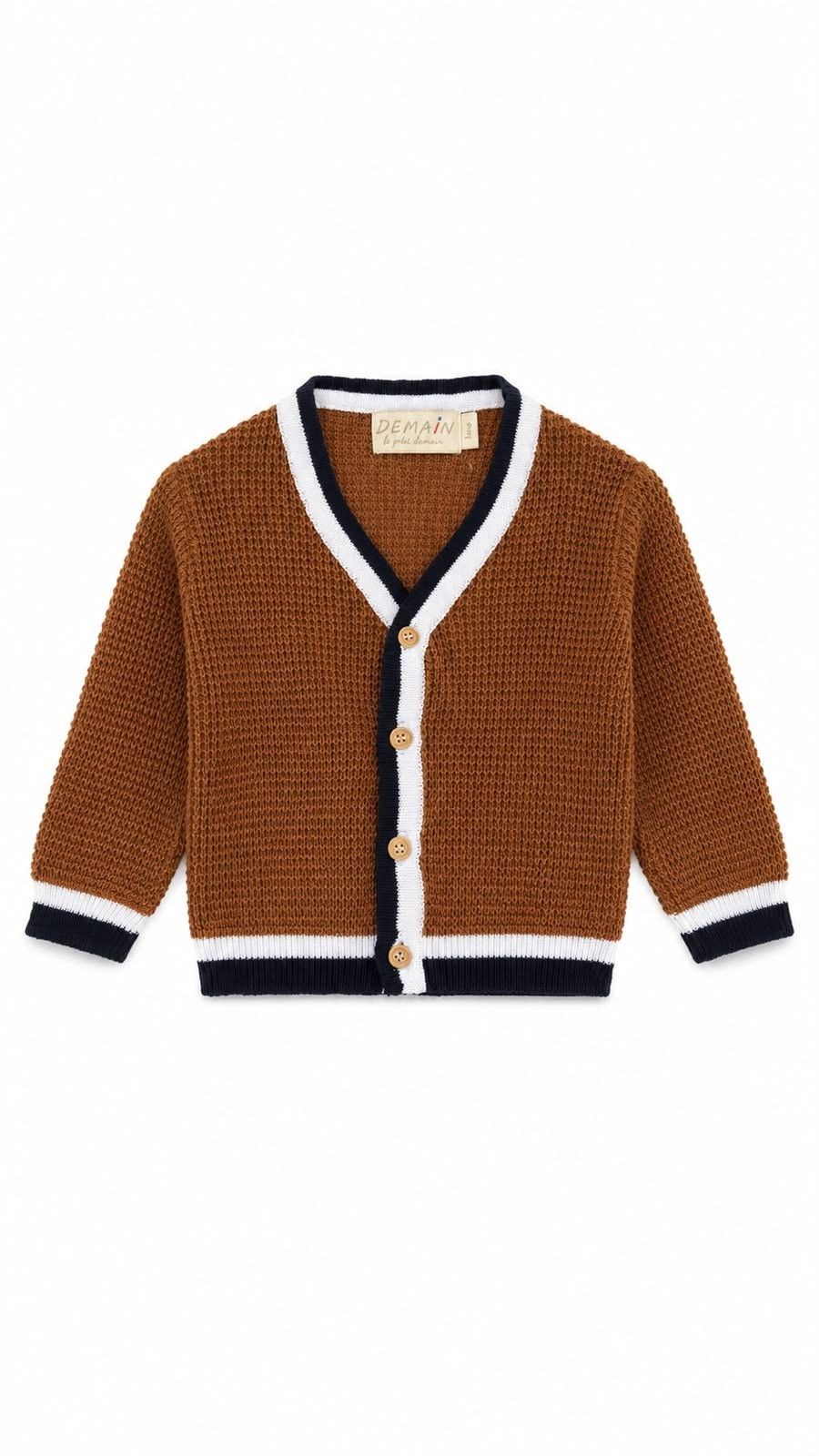 CARDIGAN WAFFLE BORDADO MARROM