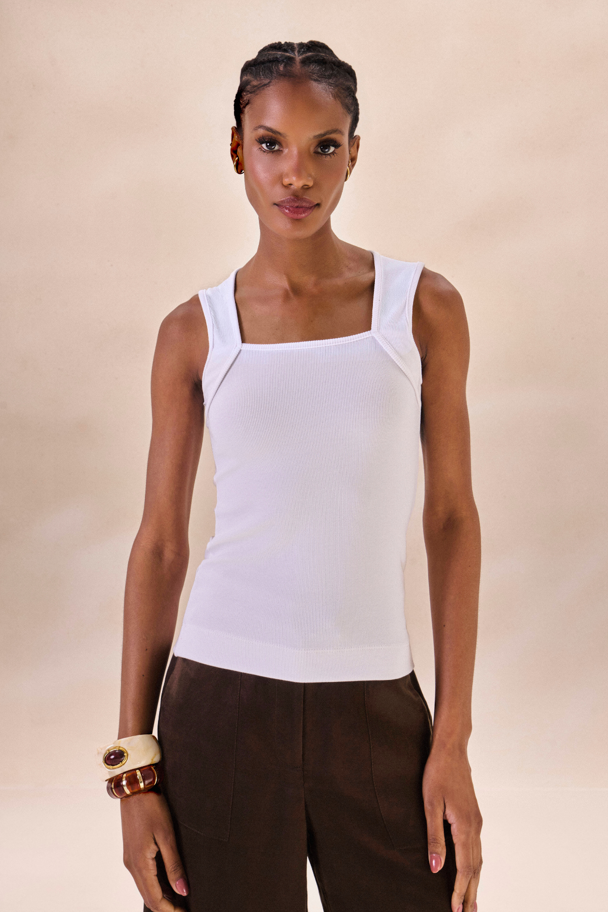 Foto do produto Regata Canelada Sylvie Off White