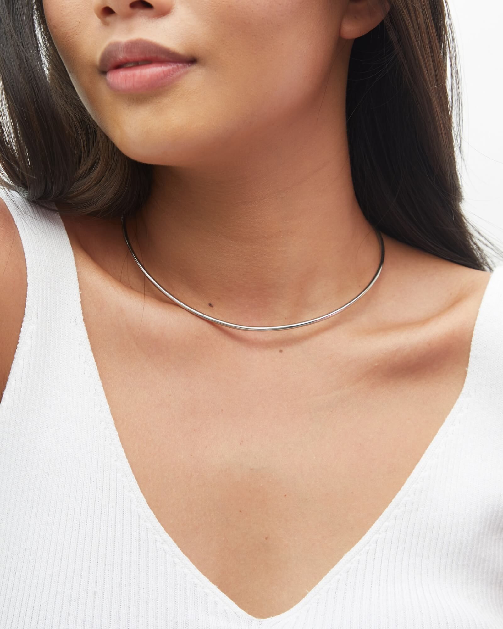 Choker Aro Redondo Prateado