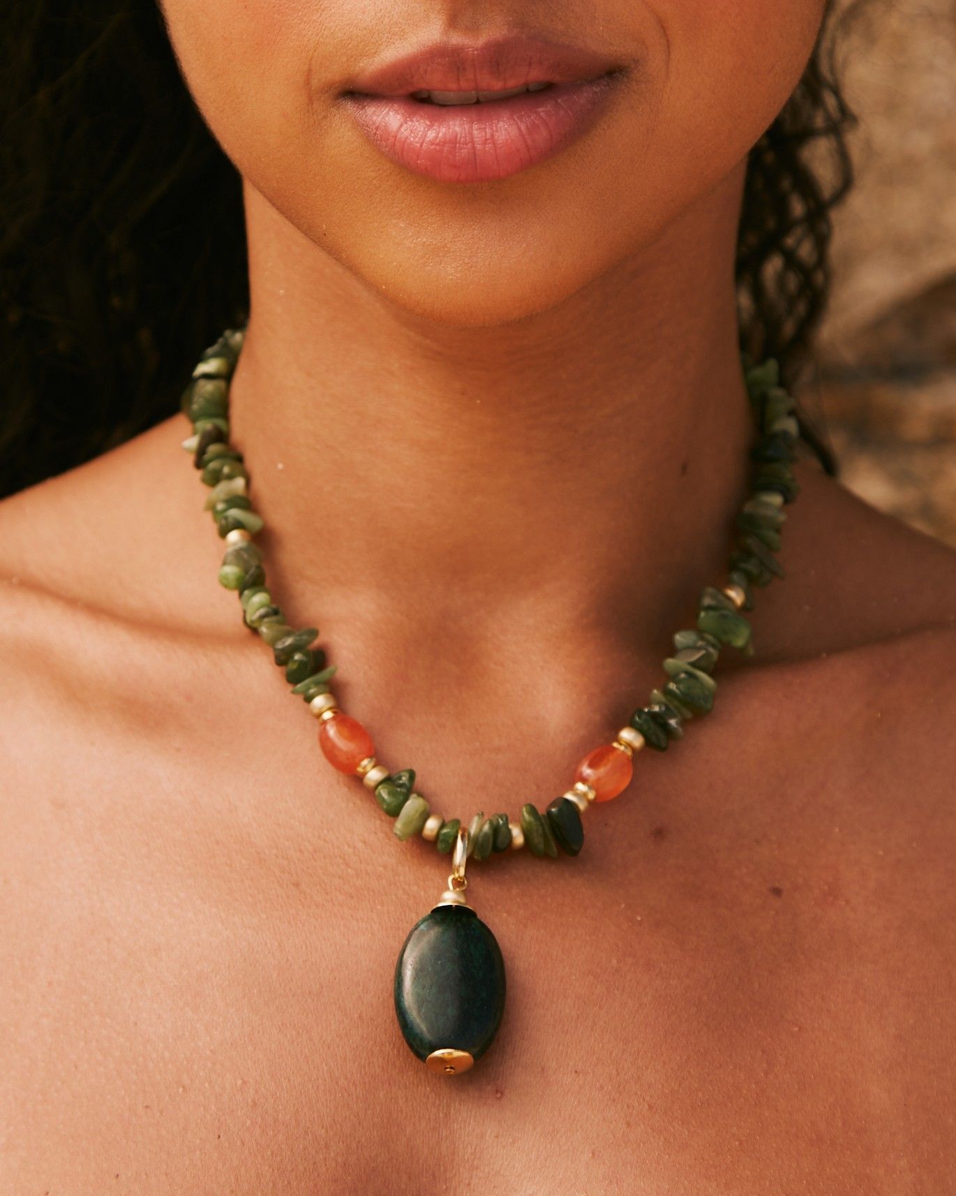 Colar Cascalho Origens – Jade verde