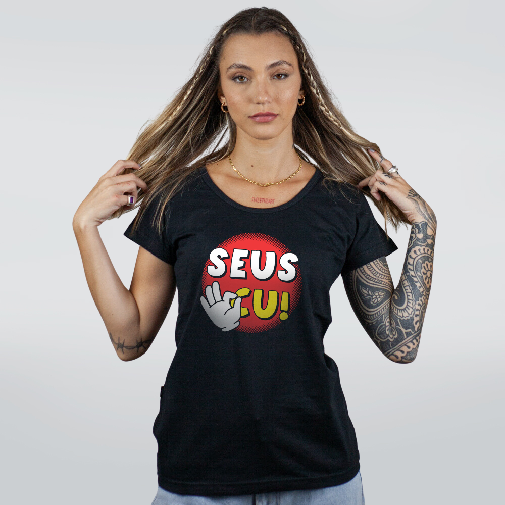 CAMISETA PRETA - SEUS CU - LOLJA - Atelier do Sicko LTDA