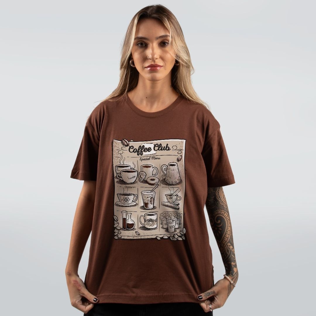 CAMISETA MARROM - COFFEE CLUB - LOLJA - Atelier do Sicko LTDA
