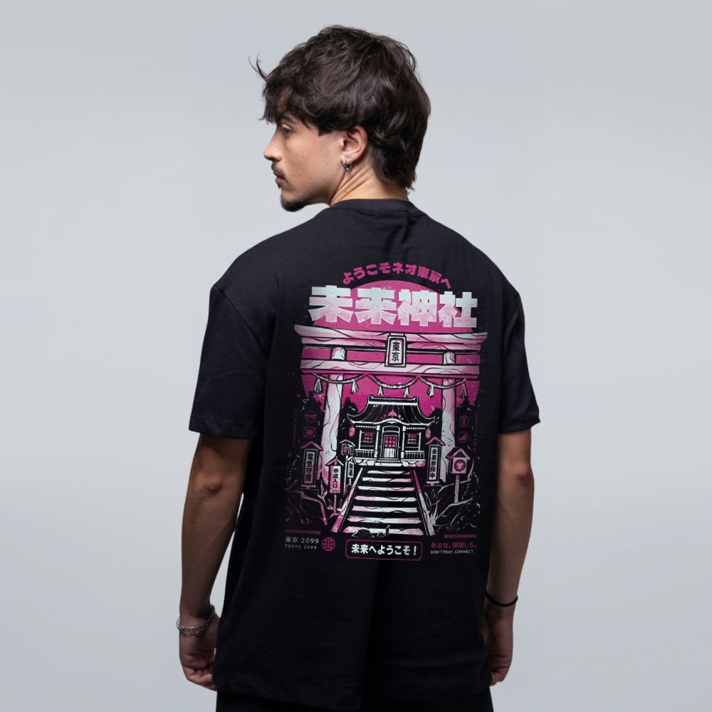 CAMISETA OVERSIZED PRETA - TOKYO SHRINE - LOLJA - Atelier do Sicko