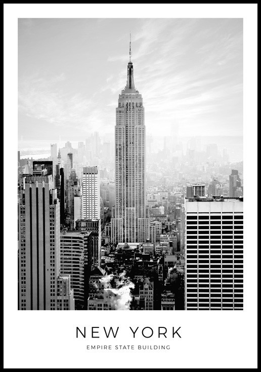 Quadro 35x100 Preto E Branco Empire State Building U.s.a em