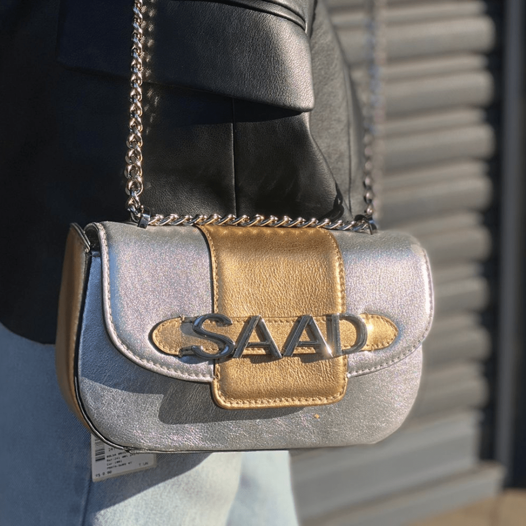 BOLSA SAAD MINI METALIZADA DUAS CORES 241-BL2129F - Maria Canela