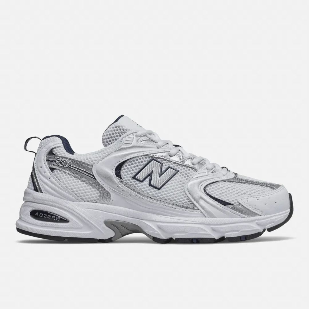 m♡ TENIS NEW BALANCE 530 BRANCO/AZUL MARINHO - Maria Canela