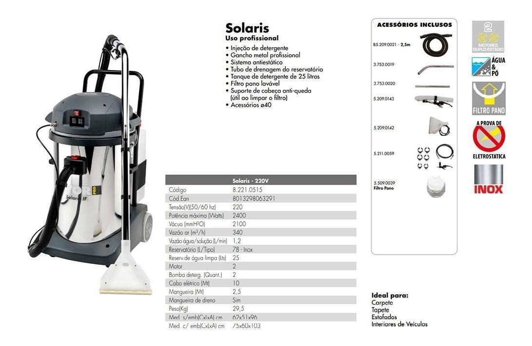 Extratora Lavadora Aspirador 2400W Solaris Lavor