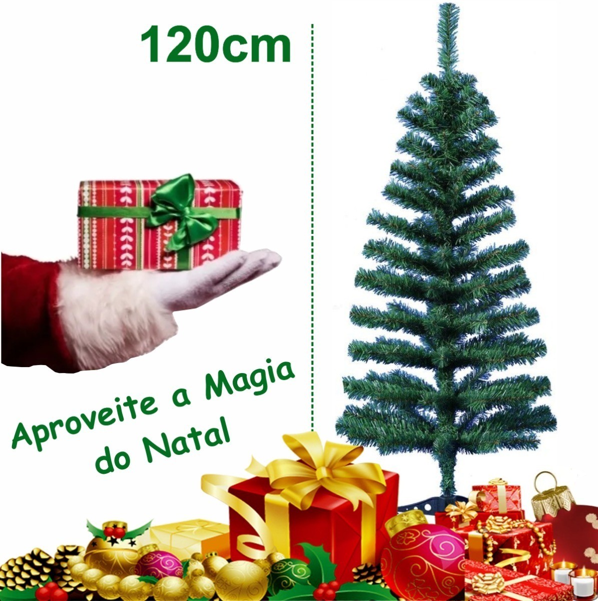Árvore De Natal 1.20m Com 120 Galhos