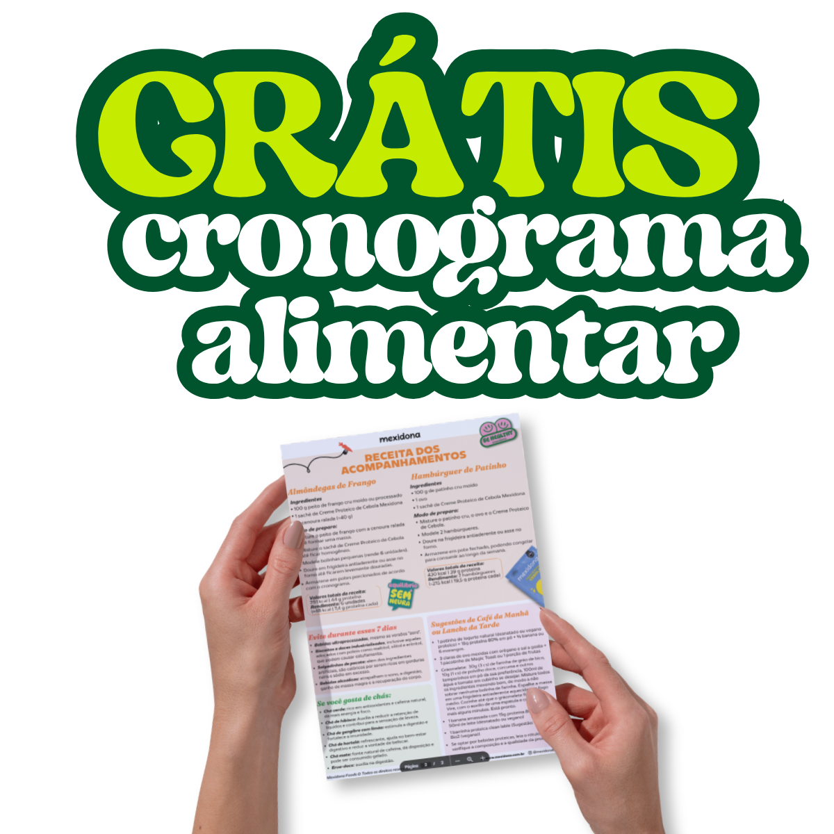 Foto do produto GRÁTIS Cronograma Alimentar  7 dias
