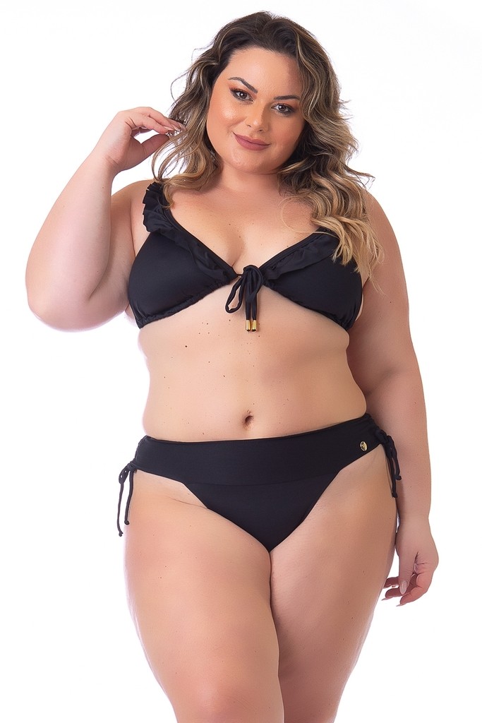 biquíni plus size preto capadocia 11917 acqua rosa - Morango Brasil