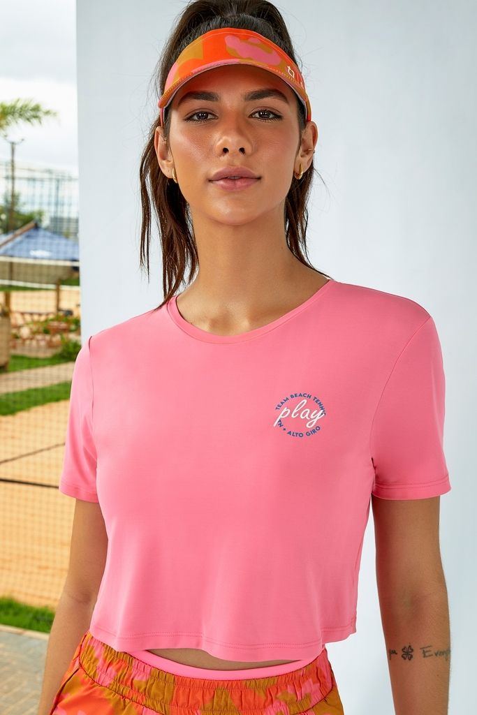 t-shirt cropped skin fit pink 2221706 alto giro by tn - Morango Brasil