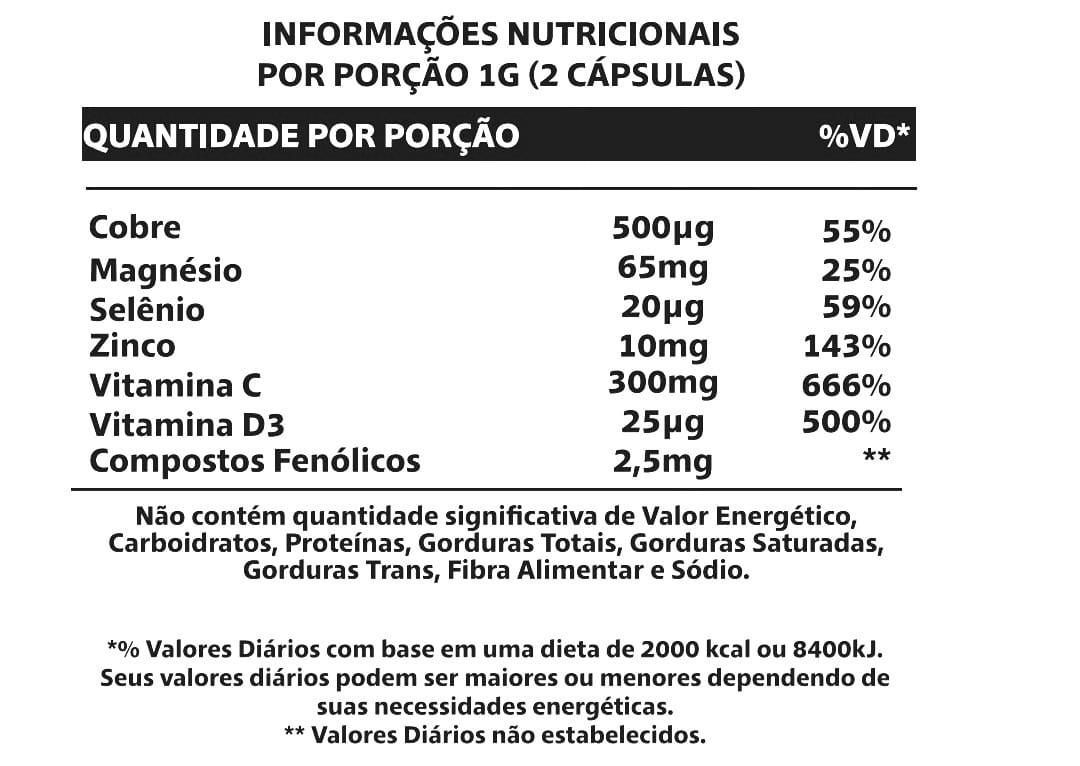 Produto Imuno Defense - Tabela Nutricional