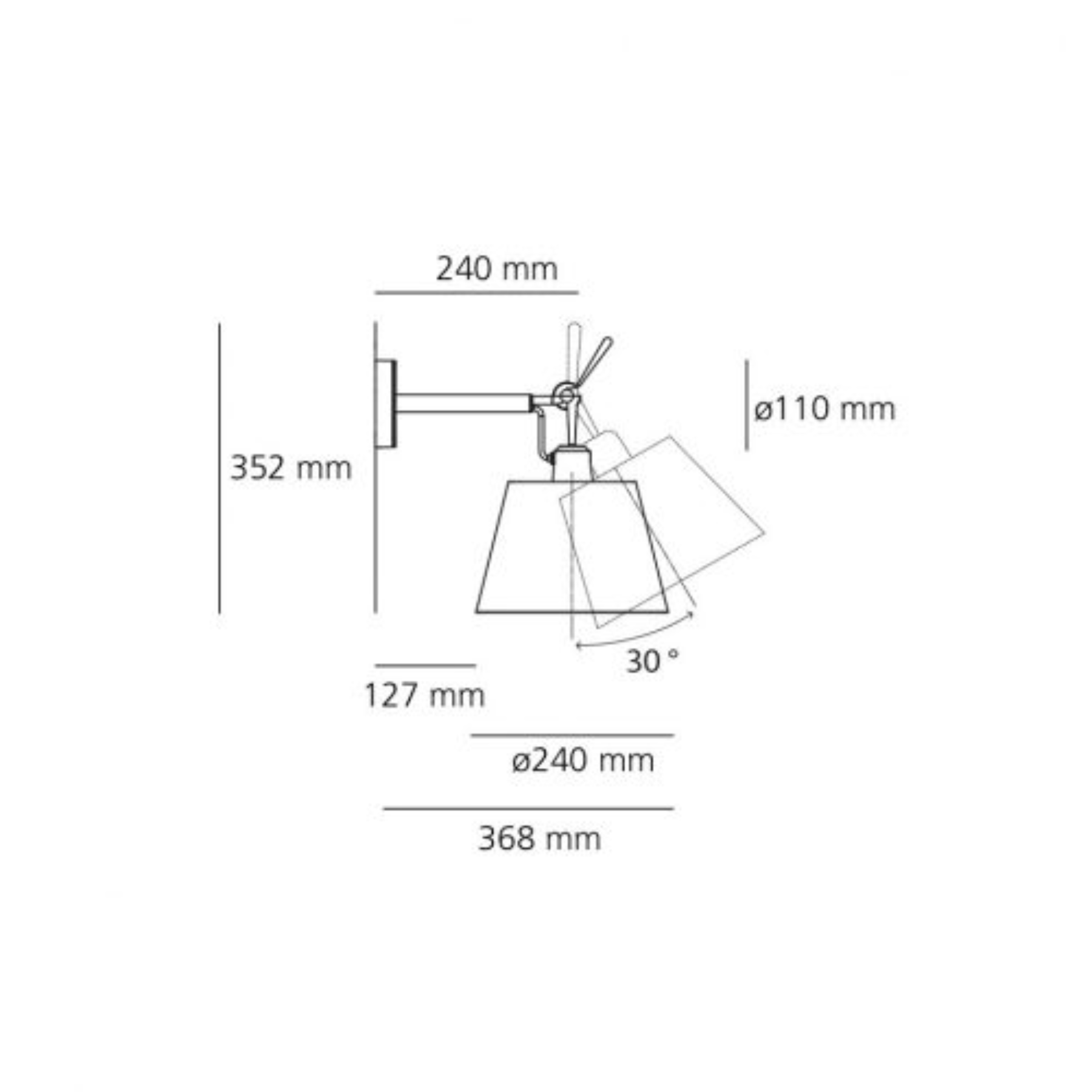 Luminária Tolomeo Wall 18Ø cúp. Seda | Artemide