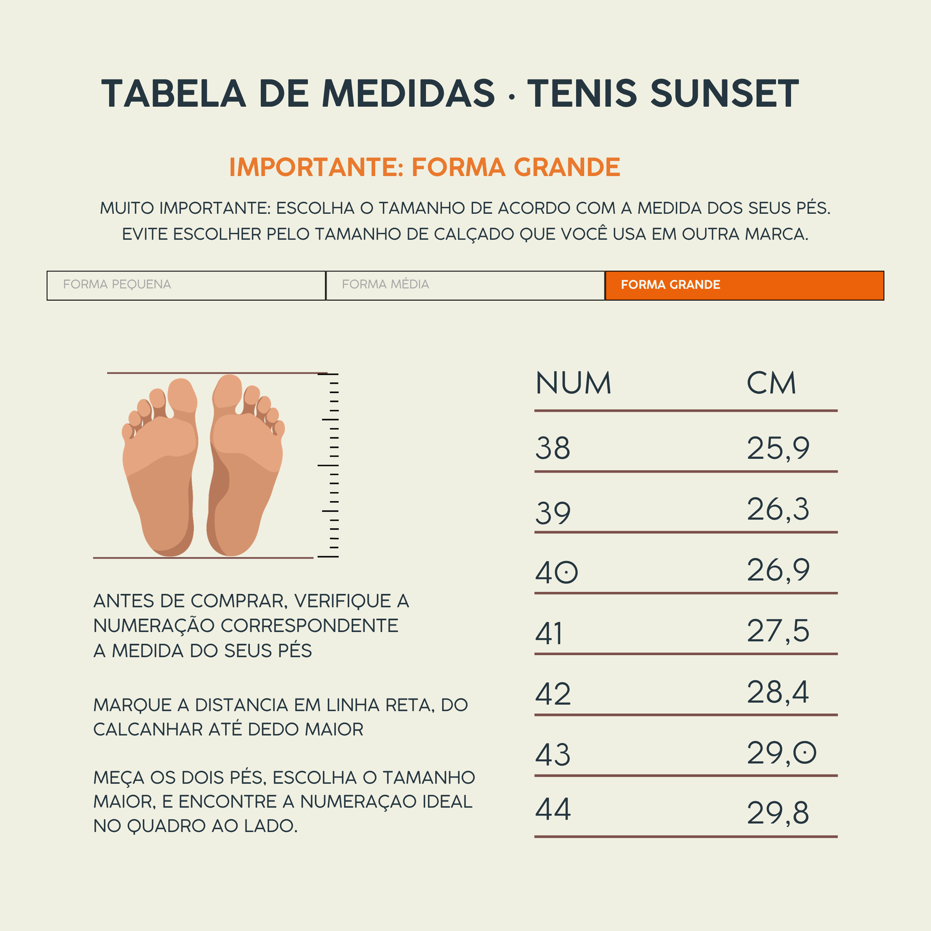Tabela de Medidas