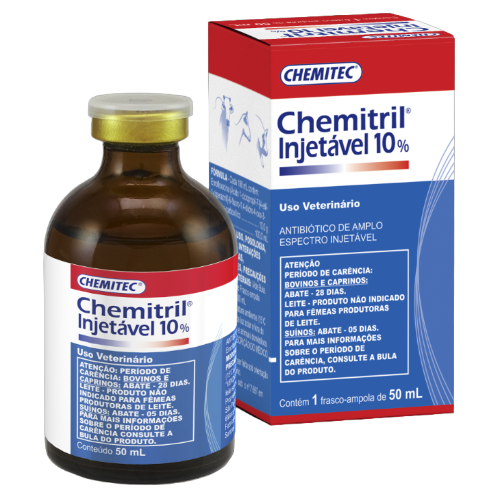 Chemitril 10% Injetável Antibiótico 50ml Chemitec