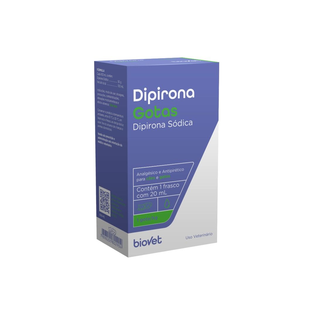 Dipirona Gotas 20ml para Cães e Gatos Biovet