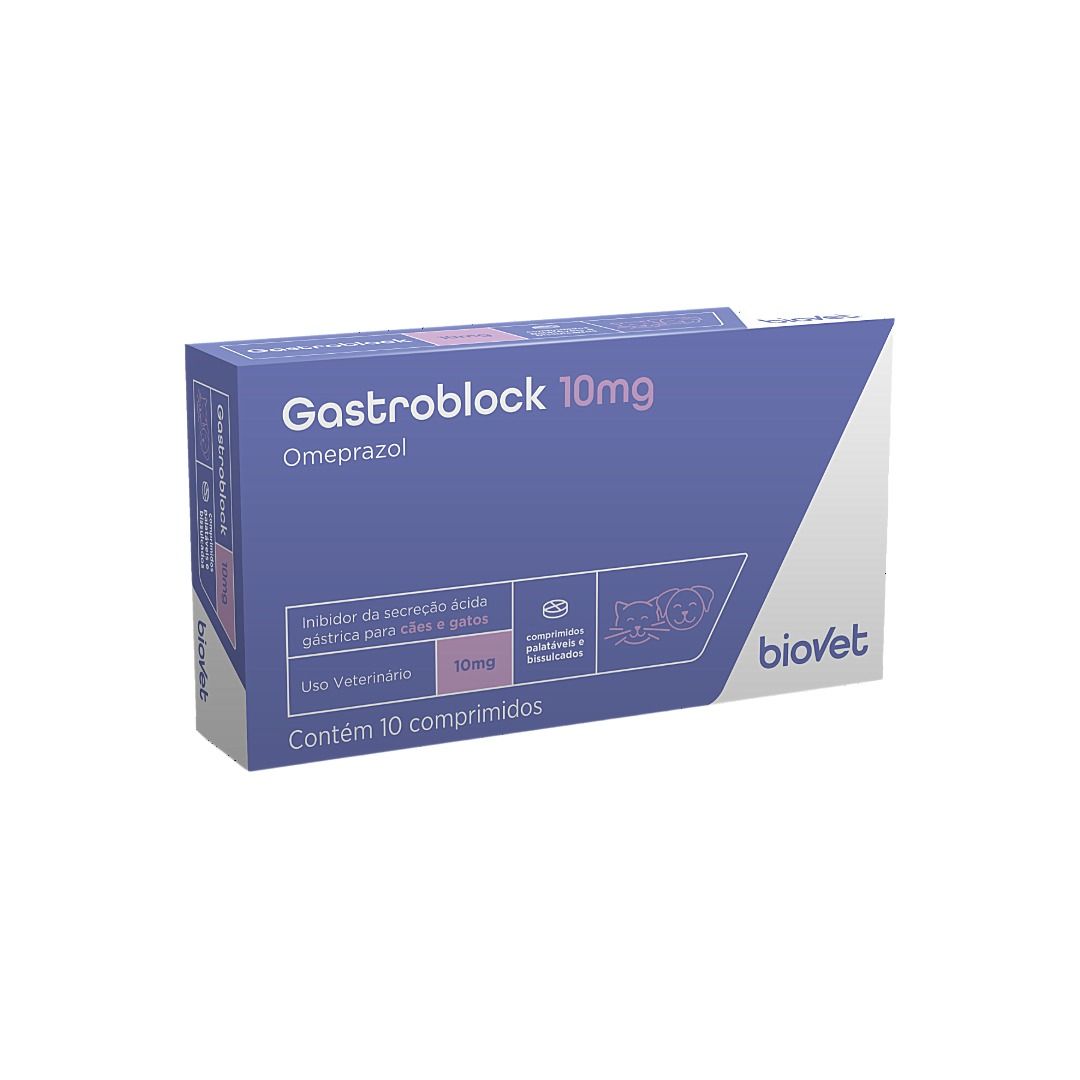 Gastroblock 10mg Omeprazol Comprimidos Palatáveis Biovet