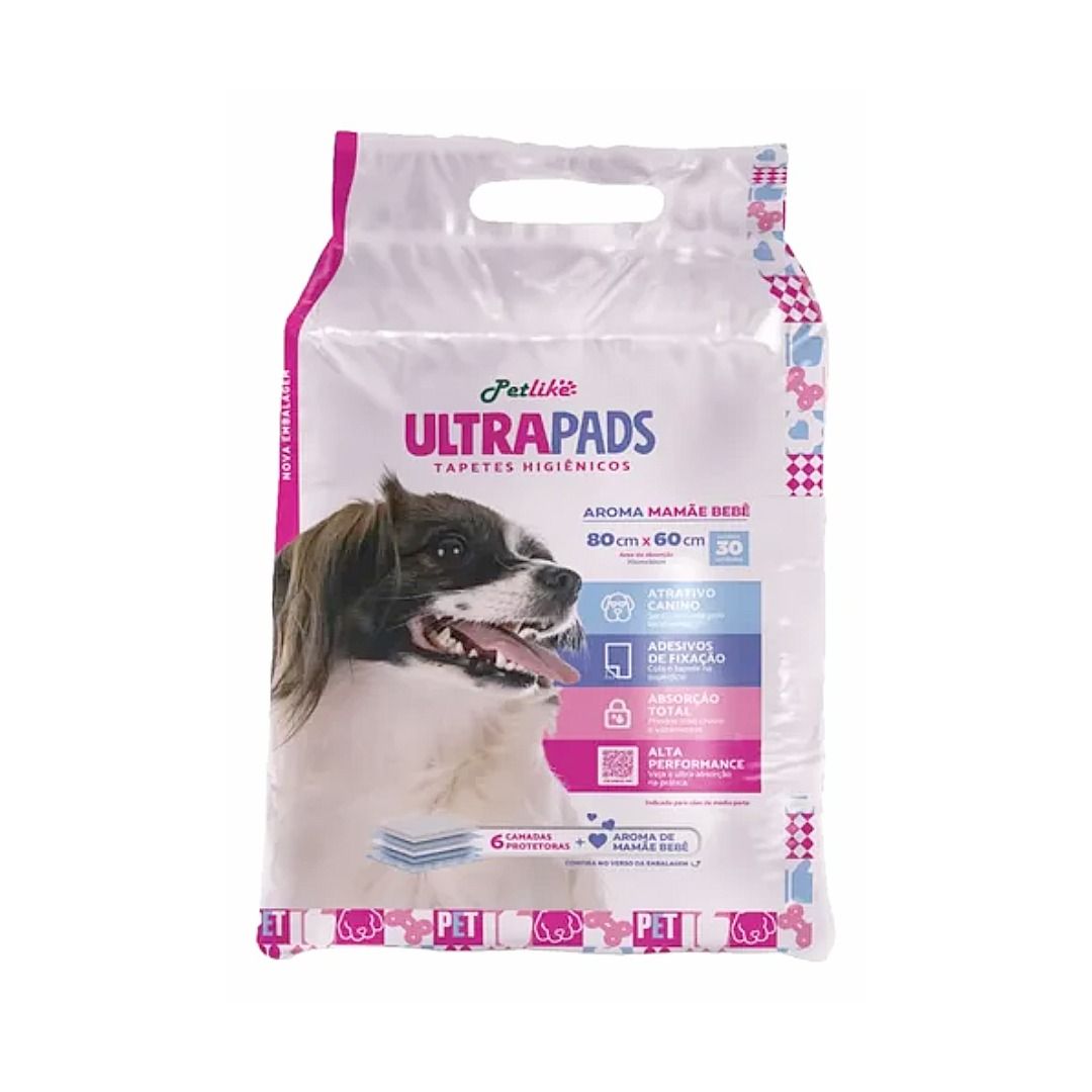 Tapete Higiênico Ultra Pads PetLike 80x60cm Bebe 30un