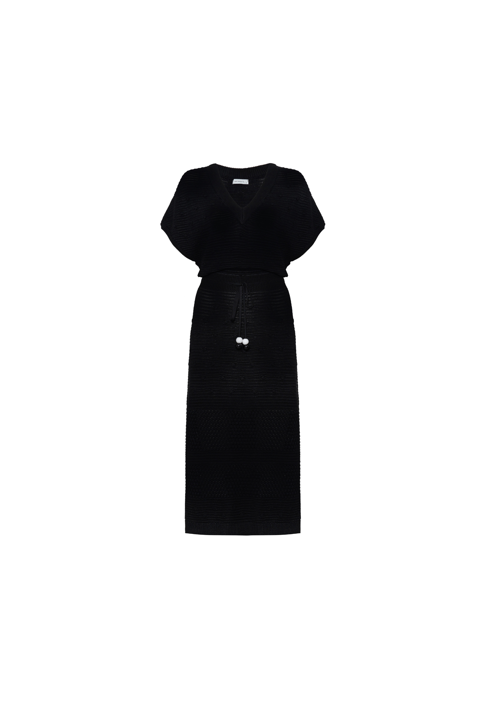 Vestido Isadora Tricot Rendado Midi - Preto