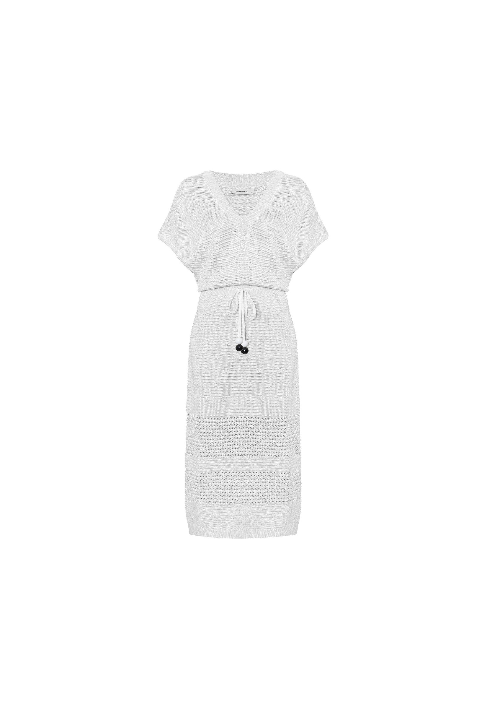 Vestido Isadora Tricot Rendado Midi - Off White