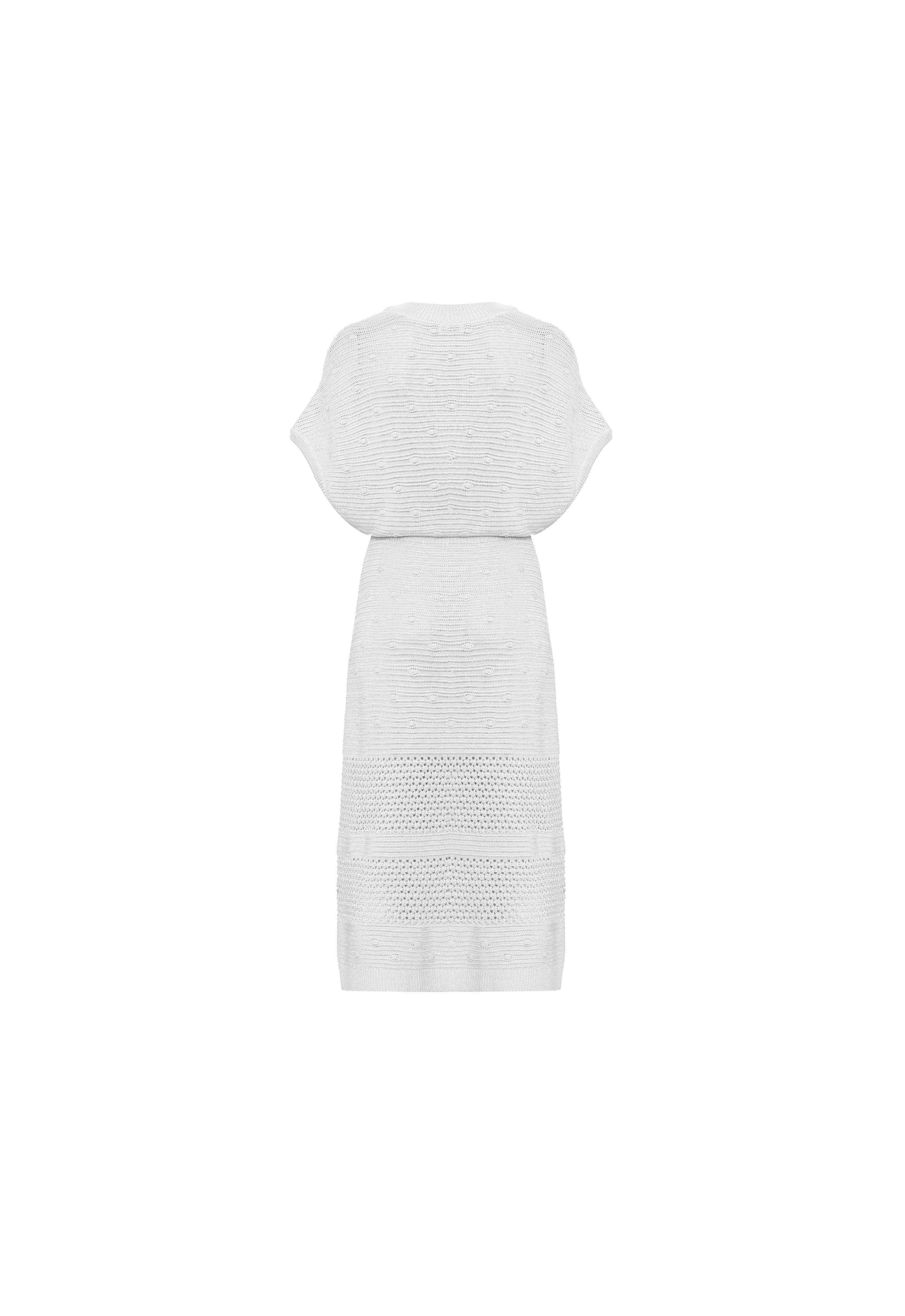 Vestido Isadora Tricot Rendado Midi - Off White