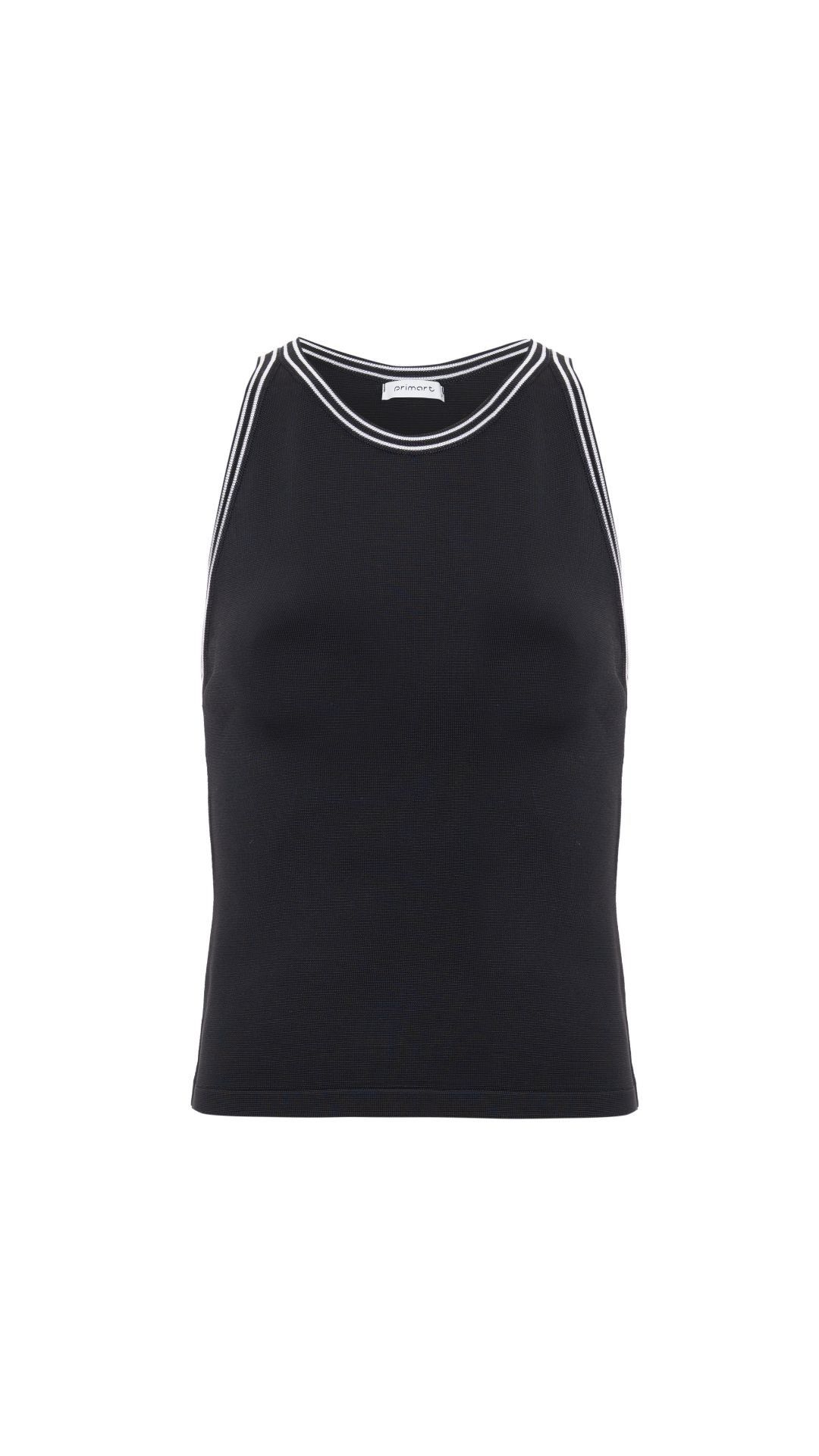 Regata tricot contrast detalhe gola Martina - Preto/Off White